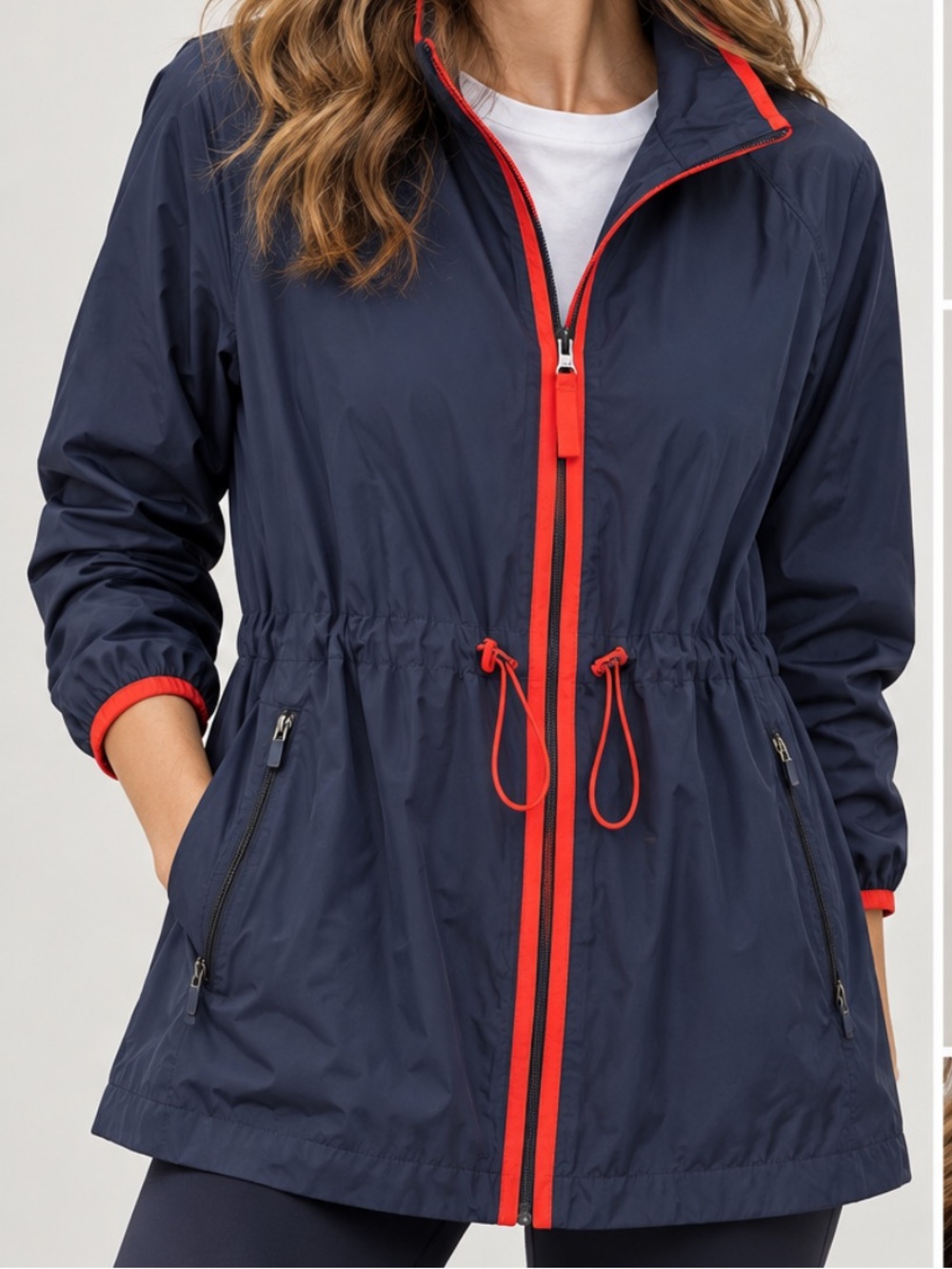 NWT J. Jill Navy/Red Water Repellent Jacket
